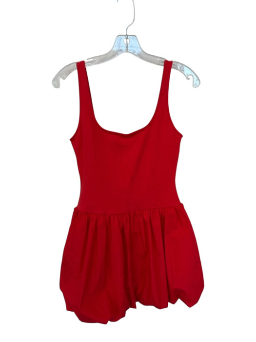 MNG Size XS Red Cotton Blend Sleeveless Bubble Hem Dress Red / XS