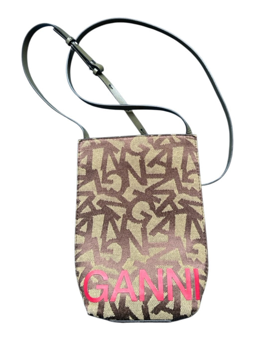 Ganni Brown & Red Canvas Logo Crossbody Bag Brown & Red / XS