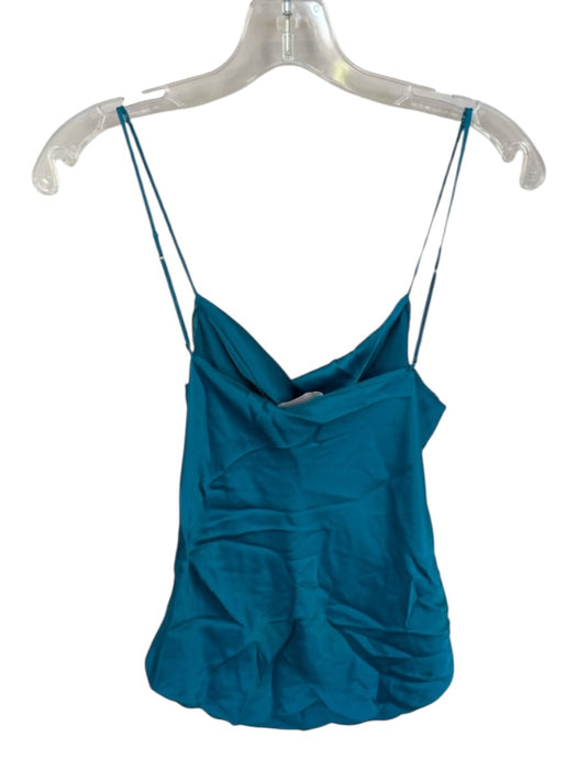 Cinq a Sept Size S Teal Blue Silk Spaghetti Strap Cowl Neck Top Teal Blue / S