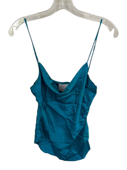 Cinq a Sept Size S Teal Blue Silk Spaghetti Strap Cowl Neck Top Teal Blue / S