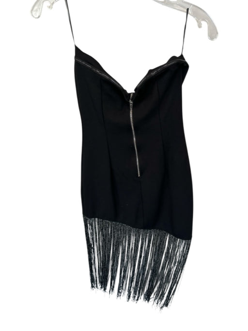 Superdown Size S Black & Silver Rayon Blend Strapless Fringe Back Zip Dress Black & Silver / S