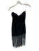 Superdown Size S Black & Silver Rayon Blend Strapless Fringe Back Zip Dress Black & Silver / S