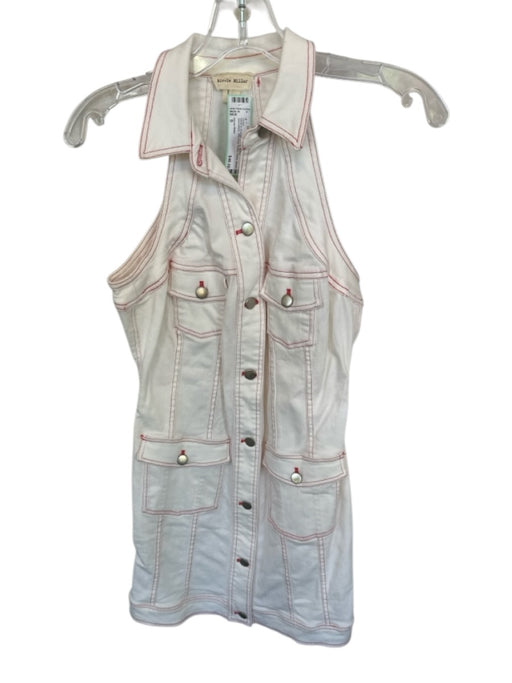 Nicole Miller Size S White & Orange Cotton Blend Sleeveless Stitching Dress White & Orange / S
