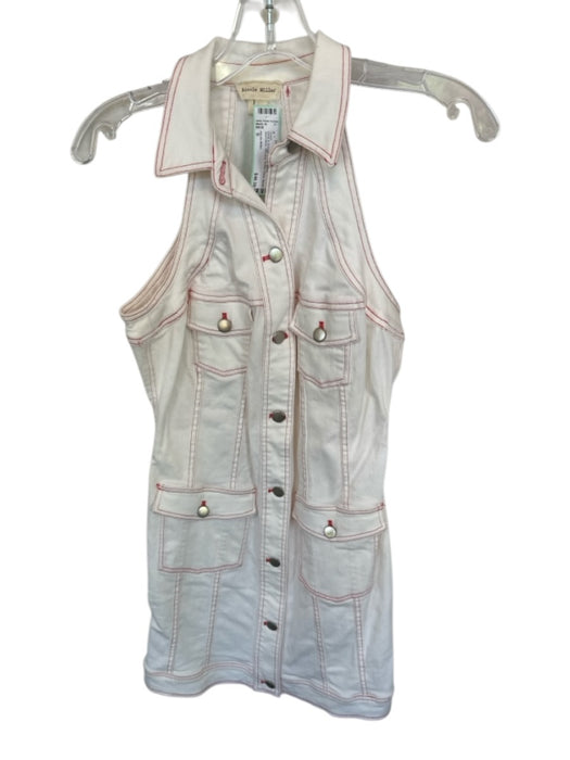 Nicole Miller Size S White & Orange Cotton Blend Sleeveless Stitching Dress White & Orange / S