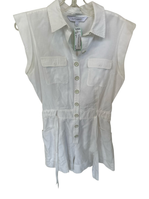 Intermix Size 4 White Button Up Collar Tie Romper White / 4
