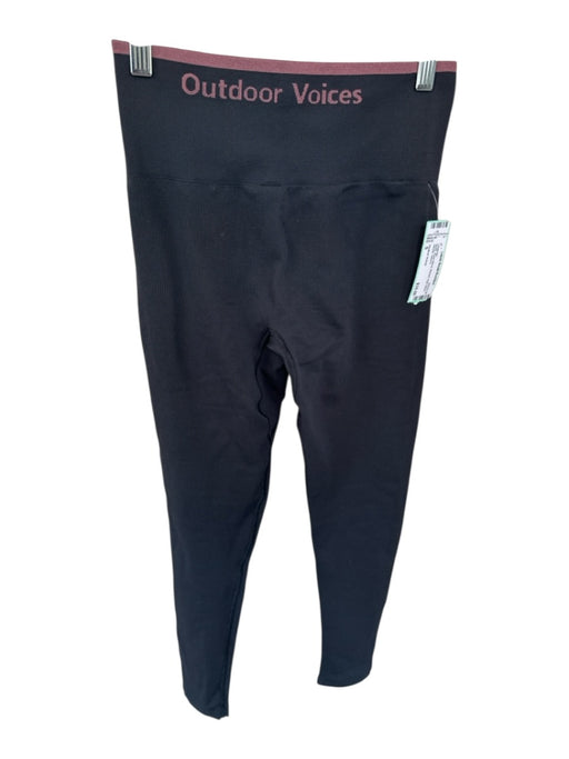 Outdoor Voices Size S Black Nylon Blend Ribbed High Waist Athletic Leggings Black / S
