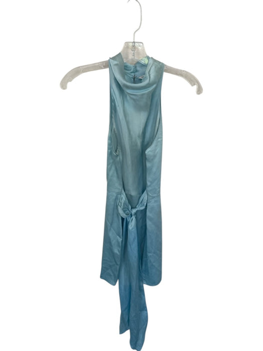 Amanda Uprichard Size S Blue Silk Tie high neck Mini Dress Blue / S