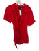En Saison Size S Red Linen & Rayon Short Sleeve Gathered Collar Dress Red / S