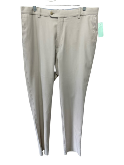 Peter Millar Size Est 35 Light Beige Polyester Solid Zip Fly Men's Pants Light Beige / Est 35