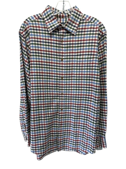 Cremieux Size L White & Multi Cotton Plaid Button Down Men's Long Sleeve Shirt White & Multi / L