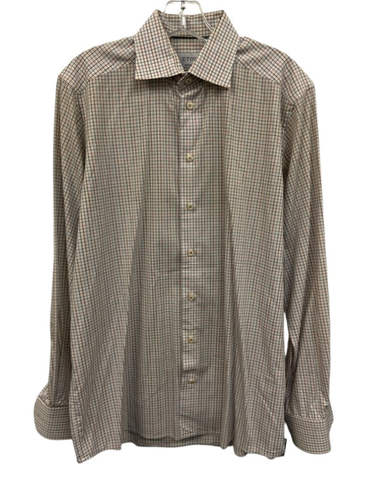 Eton Size 15.5 White & Multi Cotton Grid Button Up Miltered Long Sleeve Shirt White & Multi / 15.5