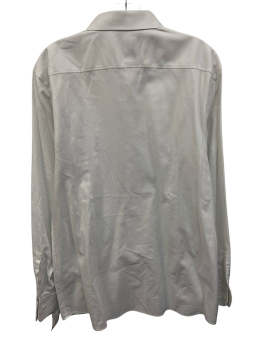 Boss Size L White Cotton Twill Button Up Spread Collar Men's Long Sleeve Shirt White / L