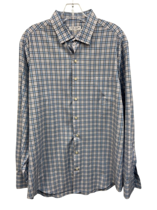 Peter Millar Size L White & Multi Synthetic Plaid Button up Long Sleeve Shirt White & Multi / L