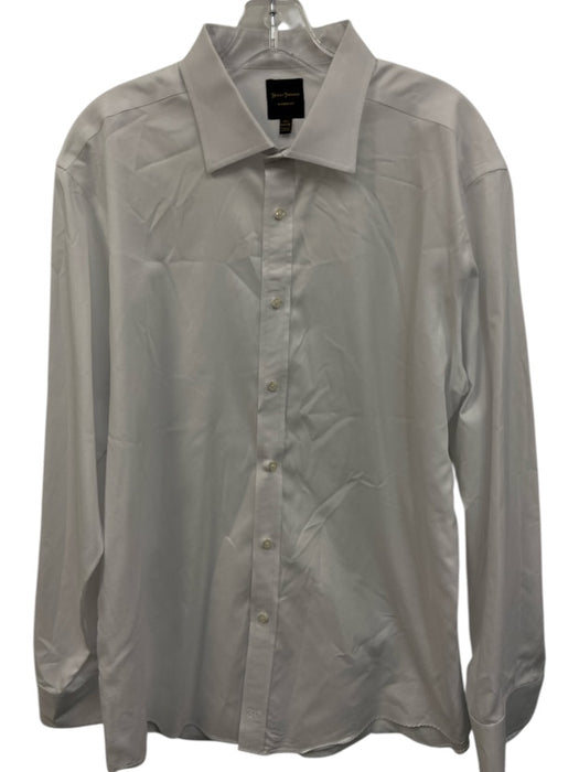 Hickey Freeman Size 16.5 White Cotton Blend Solid Button up Long Sleeve Shirt White / 16.5