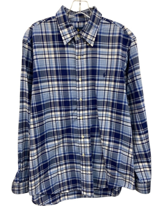 Ralph Lauren Size L Blue & White Cotton Plaid Button Up Men's Long Sleeve Shirt Blue & White / L