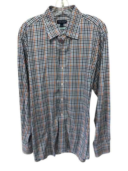 Peter Millar Size L White & Multi Cotton Plaid Button Down Long Sleeve Shirt White & Multi / L