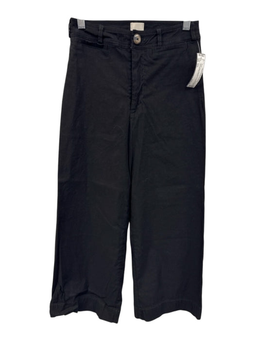 Maeve Size 27P Black Cotton High Waist Cropped Wide Leg Pants Black / 27P