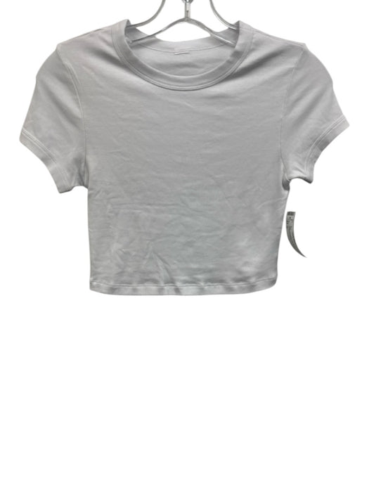 Alo Size S White Polyester Cap Sleeve Cropped Top White / S