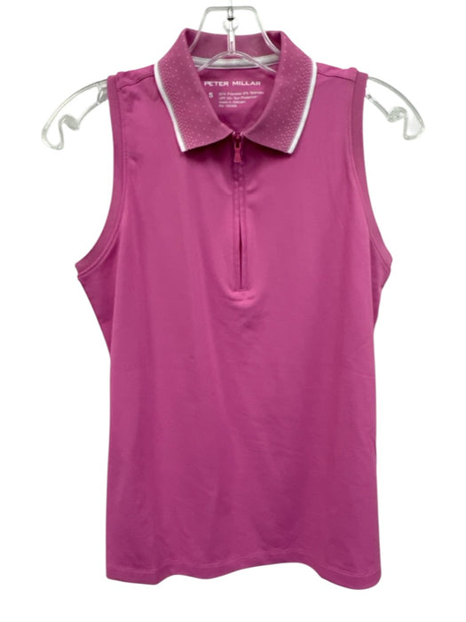 Peter Millar Size S Pink Polyester Quarter Zip Collared Sleeveless Top Pink / S