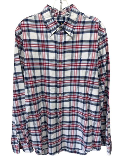 Ralph Lauren Size L Red, White & Blue Cotton Plaid Button Down Long Sleeve Shirt Red, White & Blue / L