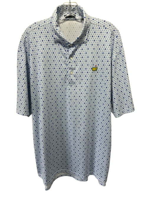 Turtleson Size XL White & Blue Polyester All Over Print Polo Men's Short Sleeve White & Blue / XL