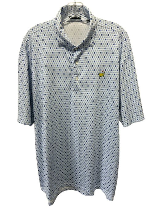 Turtleson Size XL White & Blue Polyester All Over Print Polo Men's Short Sleeve White & Blue / XL