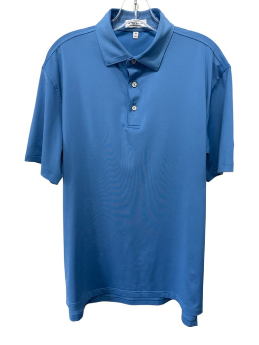 Peter Millar Size M Blue Polyester Solid Polo Men's Short Sleeve Blue / M
