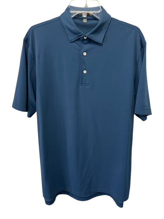 Peter Millar Size M Navy Blue Polyester Solid Polo Men's Short Sleeve Navy Blue / M