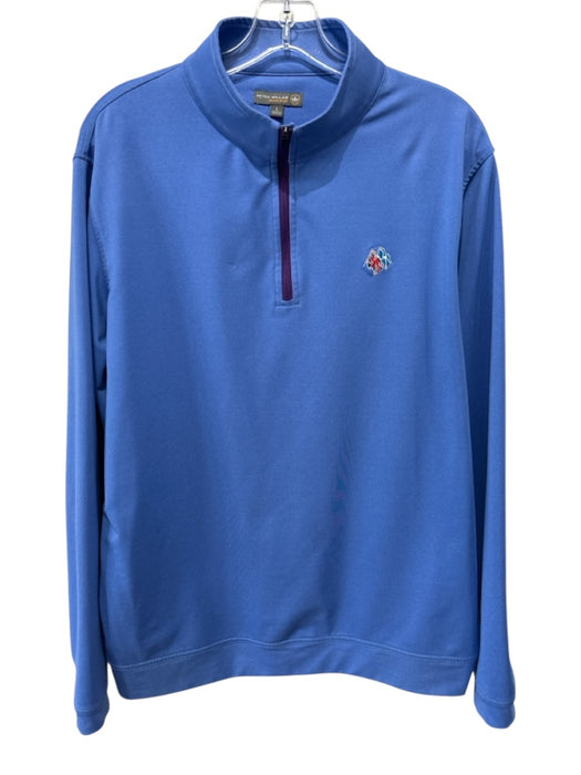 Peter Millar Size L Blue Polyester Solid Quarter Zip Men's Jacket Blue / L