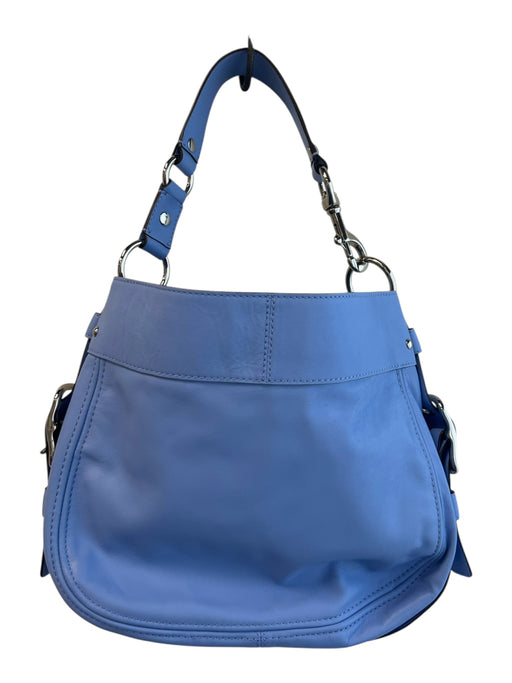 Coach Periwinkle Blue Leather Silver Hardware Zip Close Inside Pocket Bag Periwinkle Blue / M