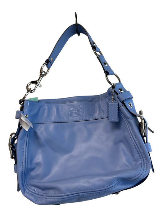 Coach Periwinkle Blue Leather Silver Hardware Zip Close Inside Pocket Bag Periwinkle Blue / M