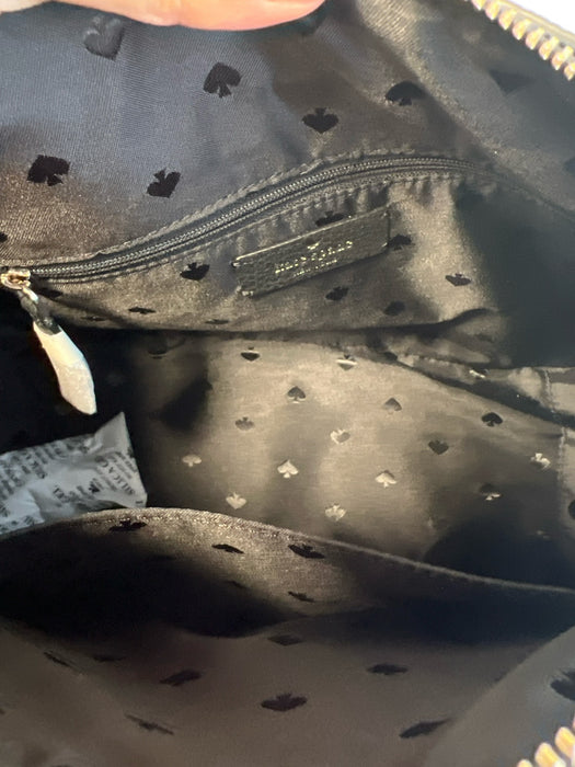 Kate Spade Black Pebble Leather Top Handles Detachable Strap Zip Close Bag Black / M