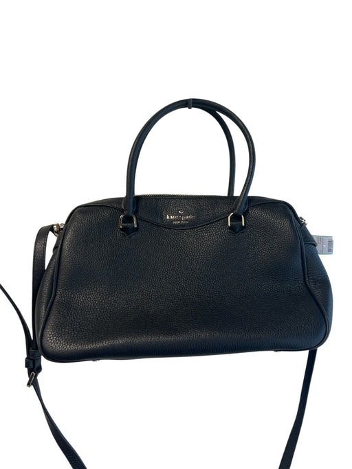 Kate Spade Black Pebble Leather Top Handles Detachable Strap Zip Close Bag Black / M
