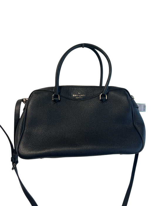 Kate Spade Black Pebble Leather Top Handles Detachable Strap Zip Close Bag Black / M