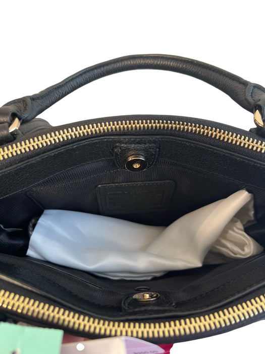 Coach Black Leather Gold hardware Top Handles Detachable Crossbody Strap Bag Black / Small