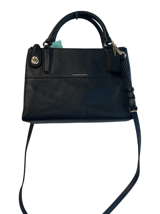 Coach Black Leather Gold hardware Top Handles Detachable Crossbody Strap Bag Black / Small