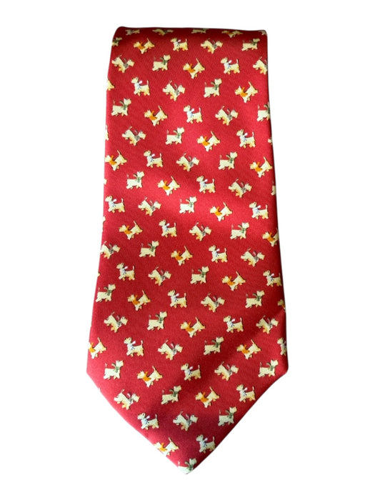 Ferragamo Red & Yellow Print Silk All Over Print Men's Tie Red & Yellow Print