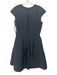 Carmen Marc Valvo Size S / 6 Black Polyester Textured Flowers Cap Sleeve Dress Black / S / 6