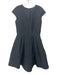Carmen Marc Valvo Size S / 6 Black Polyester Textured Flowers Cap Sleeve Dress Black / S / 6