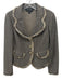 St. John Size S / 6 Brown & Beige Wool Blend Chevron Stripe Fringe Trim Jacket Brown & Beige / S / 6