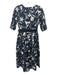 'S Max Mara Size S / 6 Navy Blue & Beige Cotton Blend Abstract Floral Dress Navy Blue & Beige / S / 6