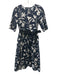 'S Max Mara Size S / 6 Navy Blue & Beige Cotton Blend Abstract Floral Dress Navy Blue & Beige / S / 6
