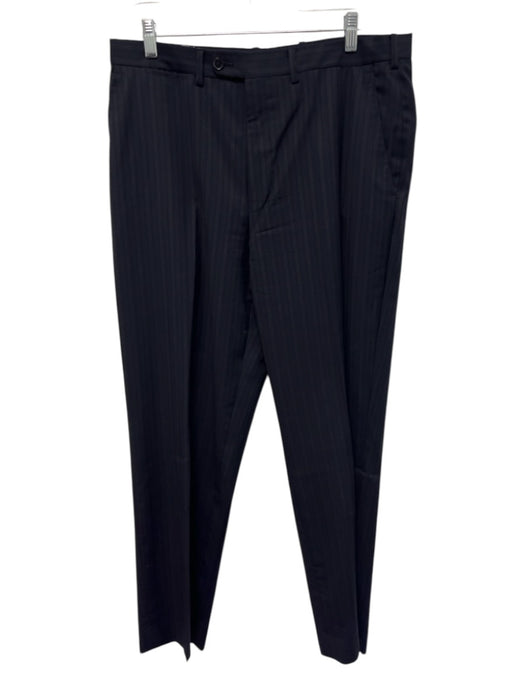 Zegna Blue & Gray Wool Striped Peak Lapel 2 Button Men's Suit Blue & Gray / 42