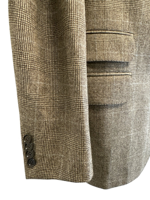Boglioli Tan Wool Blend Plaid 3 button Men's Suit Tan / 42R