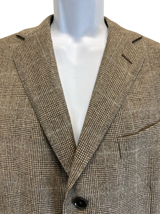 Boglioli Tan Wool Blend Plaid 3 button Men's Suit Tan / 42R