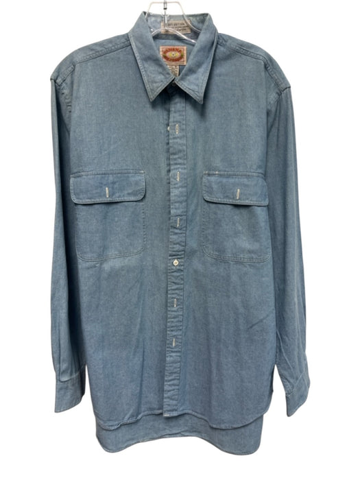 Banana Republic Vintage Size M Blue Cotton Solid Button Up Long Sleeve Shirt Blue / M