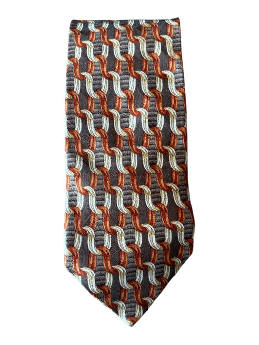 Zegna Orange & Multi Silk All Over Print Men's Tie Orange & Multi