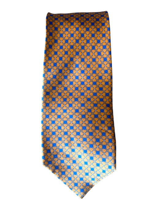 Steffano Ricci Blue & Orange Silk All Over Print Men's Tie Blue & Orange