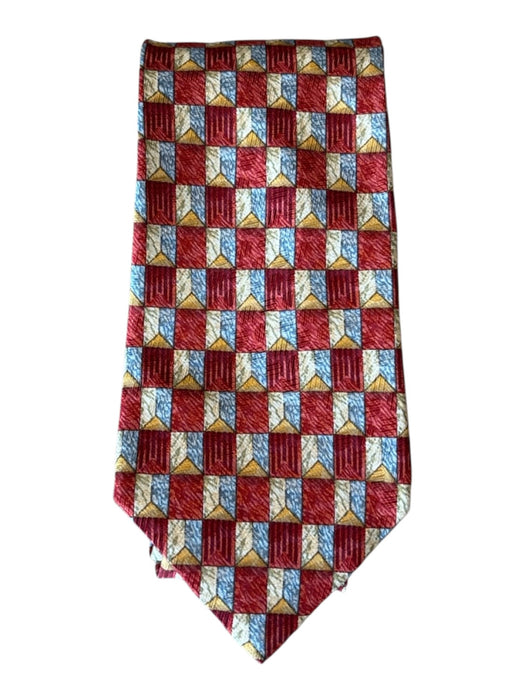 Zegna Red & Multi Silk All Over Print Men's Tie Red & Multi