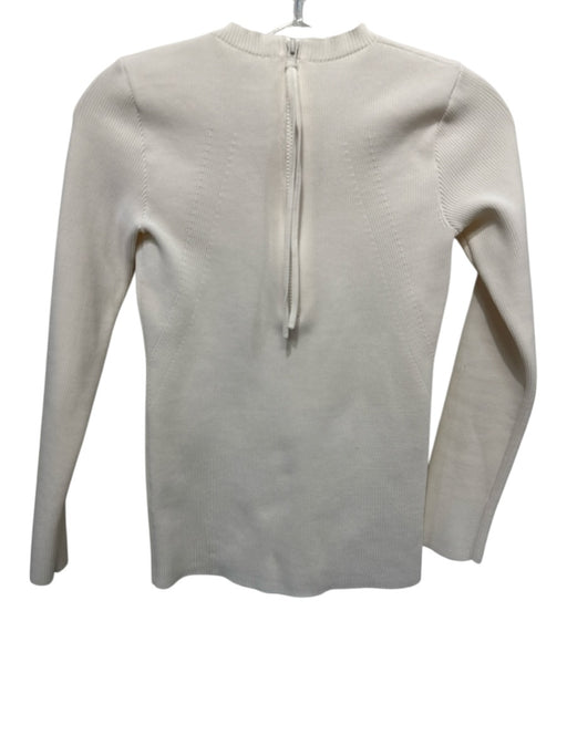 Helmut Lang Size XS Cream White Polyester Ribbed Knit Long Sleeve Back Zip Top Cream White / XS